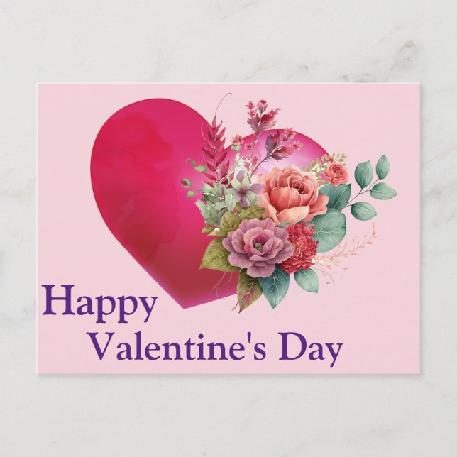 Postal Rosas Antiguas En Un Corazón (Anverso)