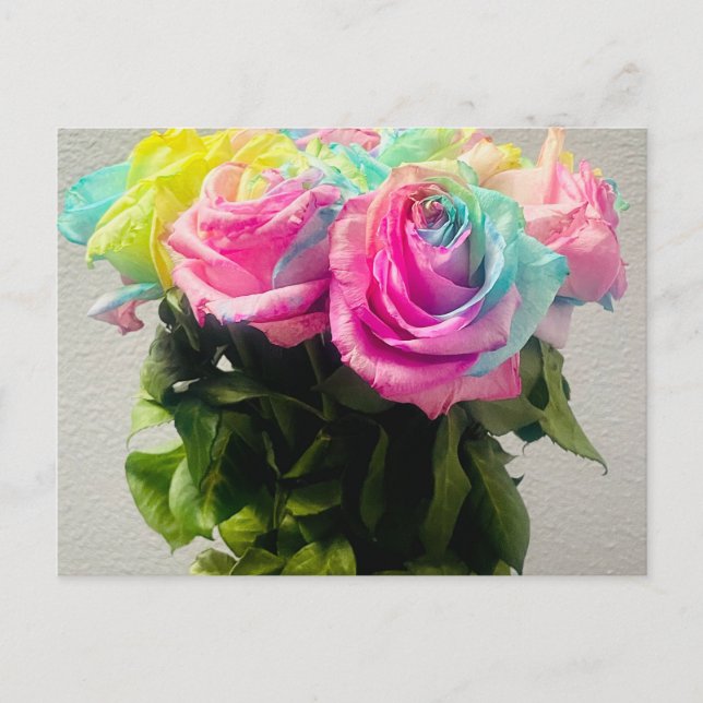 Postal Rosas Arcoíris (Anverso)
