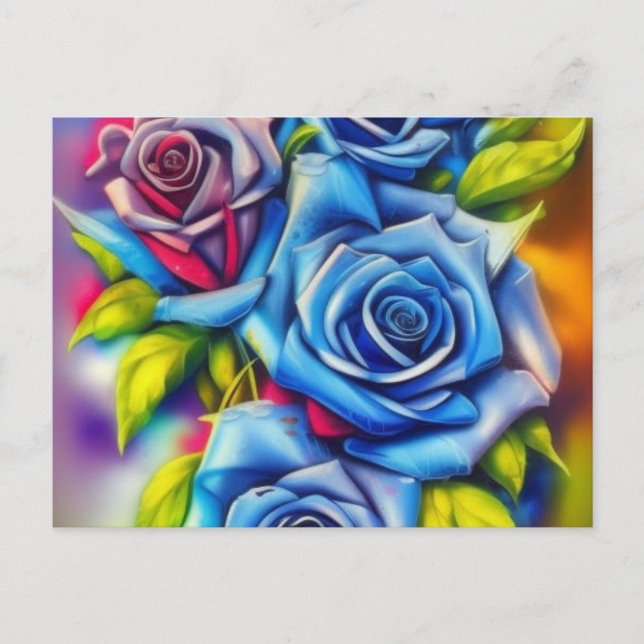 Postal Rosas azules (Anverso)