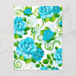 Postal Rosas azules fondo blanco