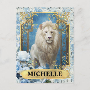 Postal Rosas Azules Románticas y Fantasía del León