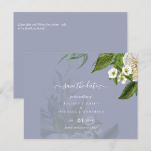 Postal Rosas Blancas Presupuesto Polvorientas Bodas Azul