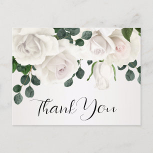Postal Rosas Blancas Vintage Agradecimiento Cumpleaños 60