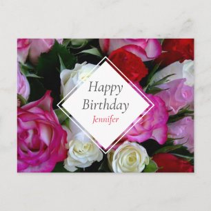 Postal Rosas Bouquet Happy Birthday