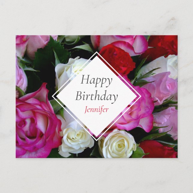 Postal Rosas Bouquet Happy Birthday (Anverso)