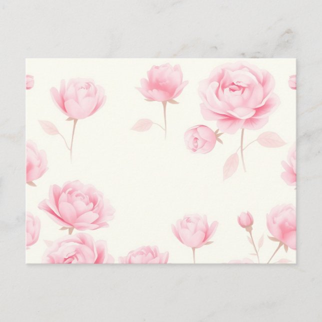 Postal Rosas de acuarela suave y peoneses (Anverso)