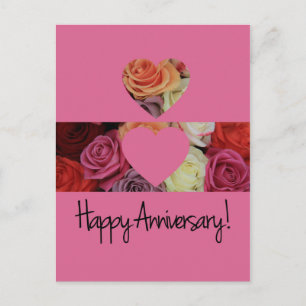 Postal Rosas de aniversario feliz