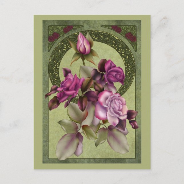 Postal Rosas de Art Nouveau (Anverso)