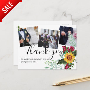 Postal Rosas de Borgoña Fotografía de Sunflowers Gracias 