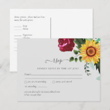 Rosas de Borgoña Sunflowers Wedding RSVP