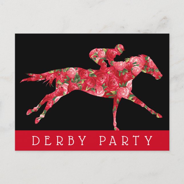 Postal Rosas de caballos Derby Race Fiesta Black (Anverso)