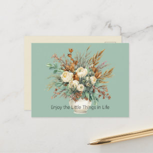 Postal Rosas de Crema Disfruta las Pequeñas Cosas Floral