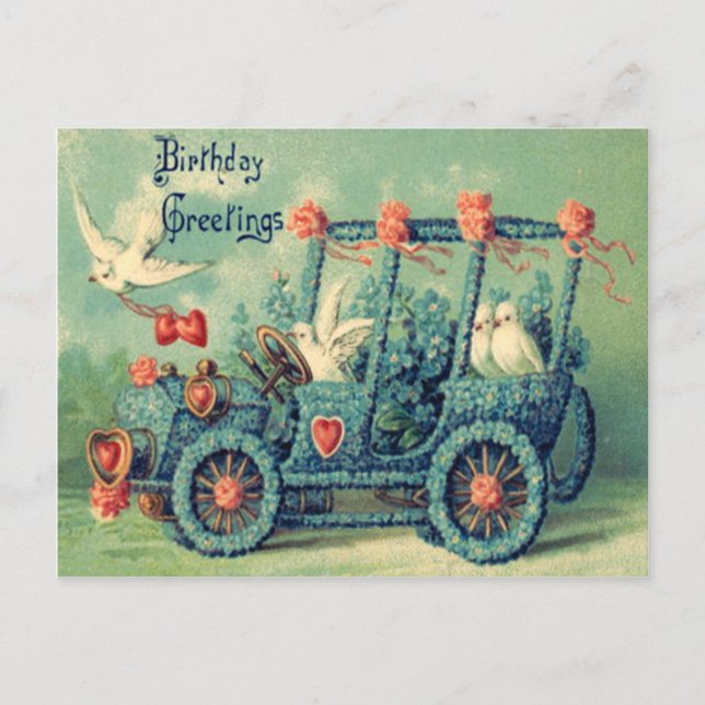 Postal Rosas de Dove Car Forget-Me-Not-Heart (Anverso)