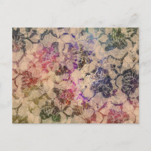 Postal Rosas de encaje verde y rojo