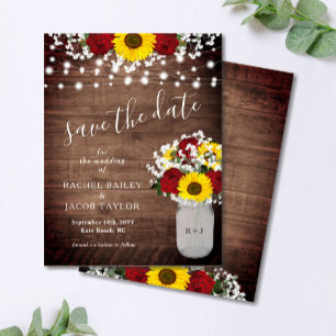 Postal Rosas de girasoles rusos Jar Lights salvan la fech