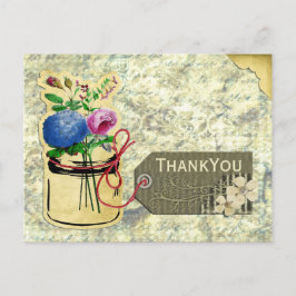 Postal rosas de hidrangea de cosecha rústica tarro de mas