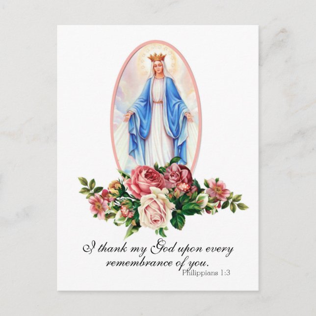 Postal Rosas de la Santísima Virgen María Religiosas Vint (Anverso)