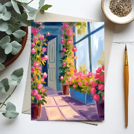 Postal Rosas de la Tienda de Flores Rosadas Pintura Flora