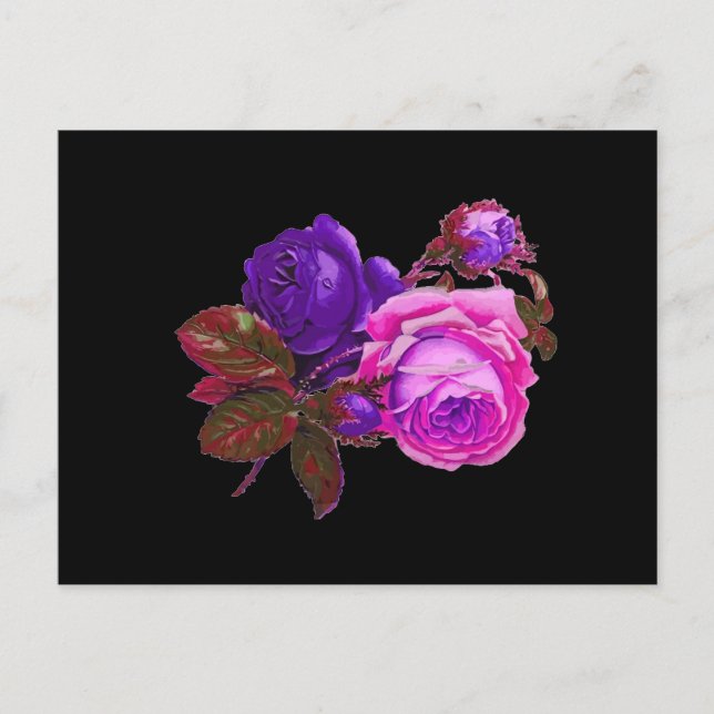 Postal Rosas de neón rosado - Regalos (Anverso)