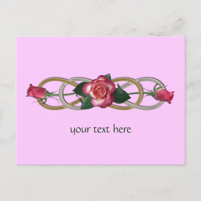 Postal Rosas de oro plateado de doble infinito (Anverso)