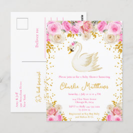 Postal Rosas de Oro y Rosa del Cisne Baby Shower