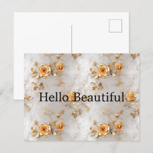 Postal Rosas de Pearl Gold Boda Floral