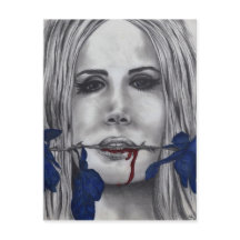 Rosas de Sangre Mujer Vampiro Retrato Arte Gótico 