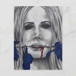 Postal Rosas de Sangre Mujer Vampiro Retrato Arte Gótico 