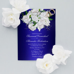 Postal Rosas de una novia blanca invitan a una boda azul 