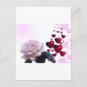 Postal Rosas del corazón del amor florecen flores destruy