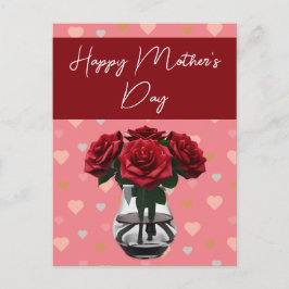 Postal Rosas del día de la madre ramo floral elegante roj