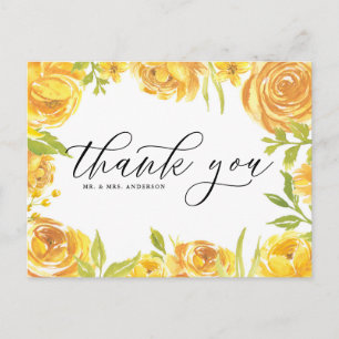 Postal Rosas del Jardín Amarillo Boda de marcos Gracias