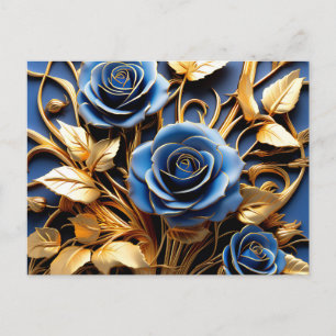 Postal Rosas Doradas Art Nouveau