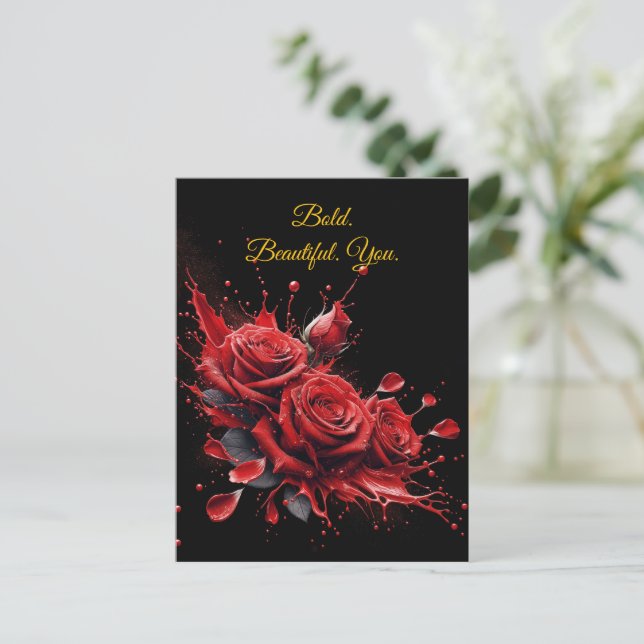 Postal Rosas en flor - Cumpleaños elegante (Anverso de pie)