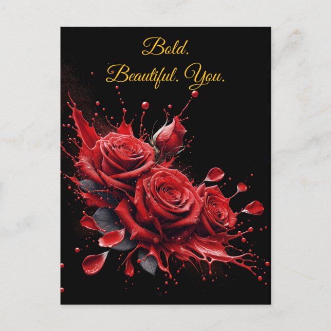 Postal Rosas en flor - Cumpleaños elegante (Anverso)