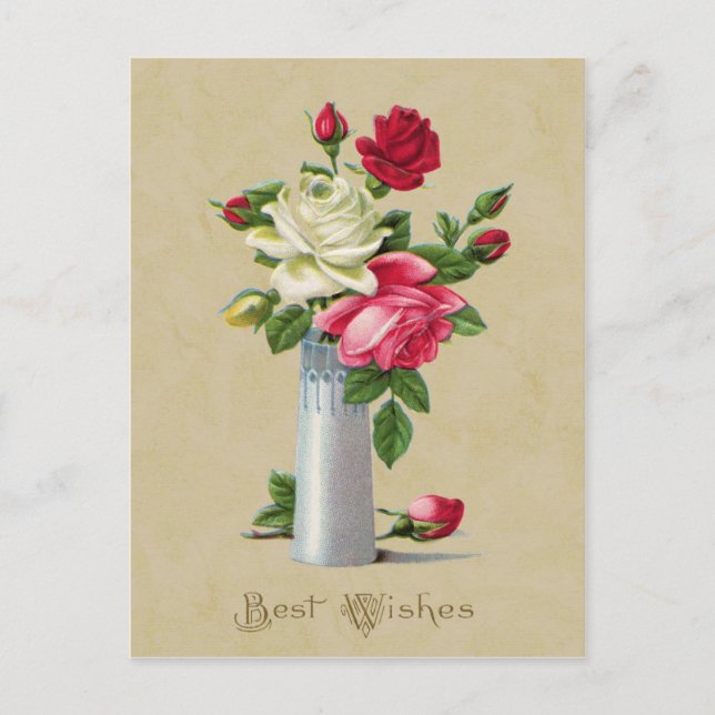 Postal Rosas en la mejor variedad de deseos para la repro (Anverso)