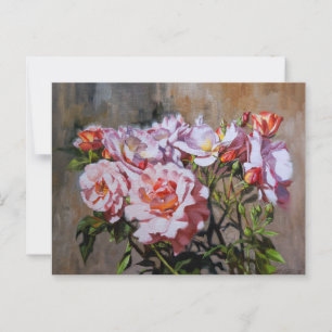Postal Rosas en Pavlovsk - Elegante pintura al óleo rosa