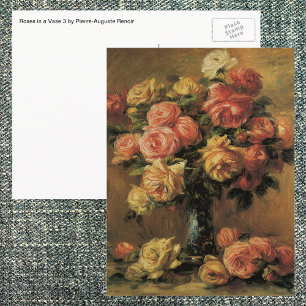 Postal Rosas en un jarrón de Pierre Renoir, Arte fino vin
