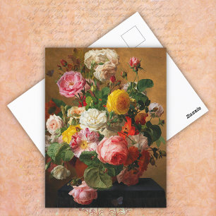 Postal Rosas en una bolsa de Aghate Pilon, arte floral