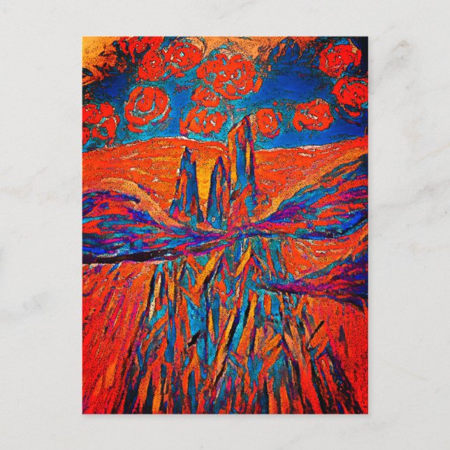 Postal Rosas expresivos en el cielo (Anverso)