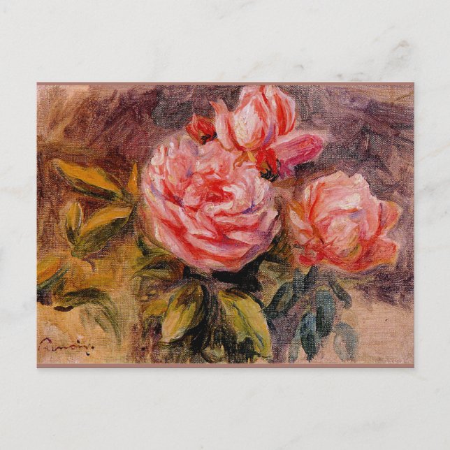 Postal Rosas, famoso cuadro de Pierre Renoir, 1910 (Anverso)