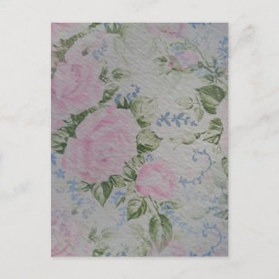 Postal Rosas Florales Rosadas Vintage