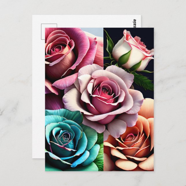 Postal Rosas, flores, travesía (Anverso / Reverso)