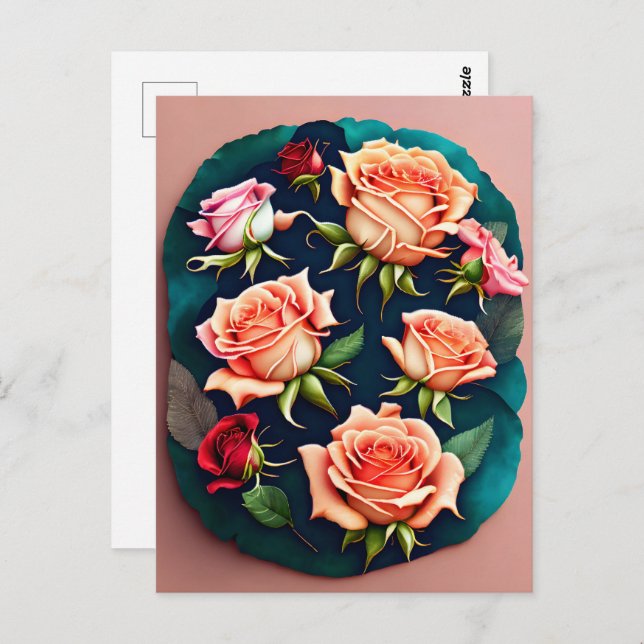 Postal Rosas, flores, travesía (Anverso / Reverso)