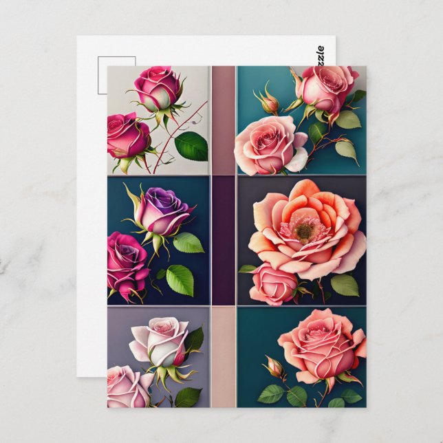 Postal Rosas, flores, travesía (Anverso / Reverso)