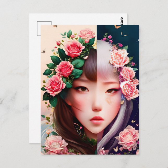 Postal Rosas, flores, travesía (Anverso / Reverso)