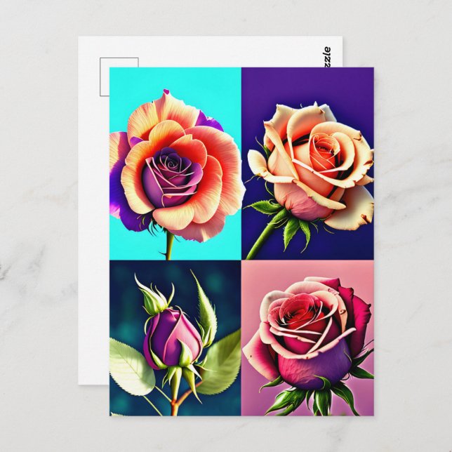 Postal Rosas, flores, travesía (Anverso / Reverso)