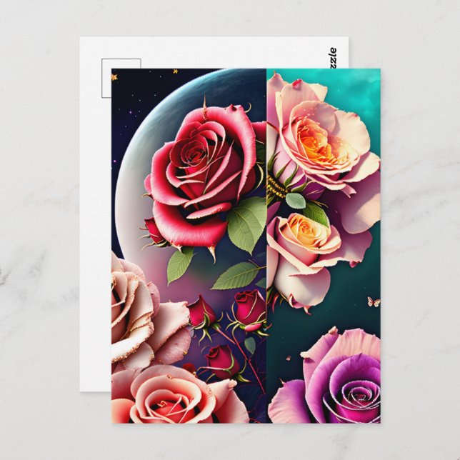 Postal Rosas, flores, travesía (Anverso / Reverso)