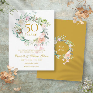 Postal Rosas Garland 50° aniversario salven la fecha