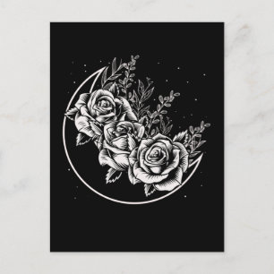 Postal Rosas Godéticas Luna Flores Crescientes Góticas Wi